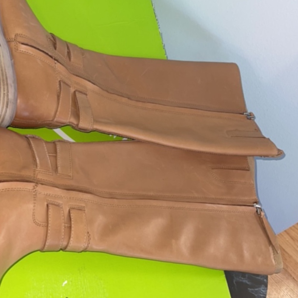Sam Edelman Freda Tall Leather Riding Boots Tan Size 8.5 Moto Biker Buckles NEW - Picture 10 of 16